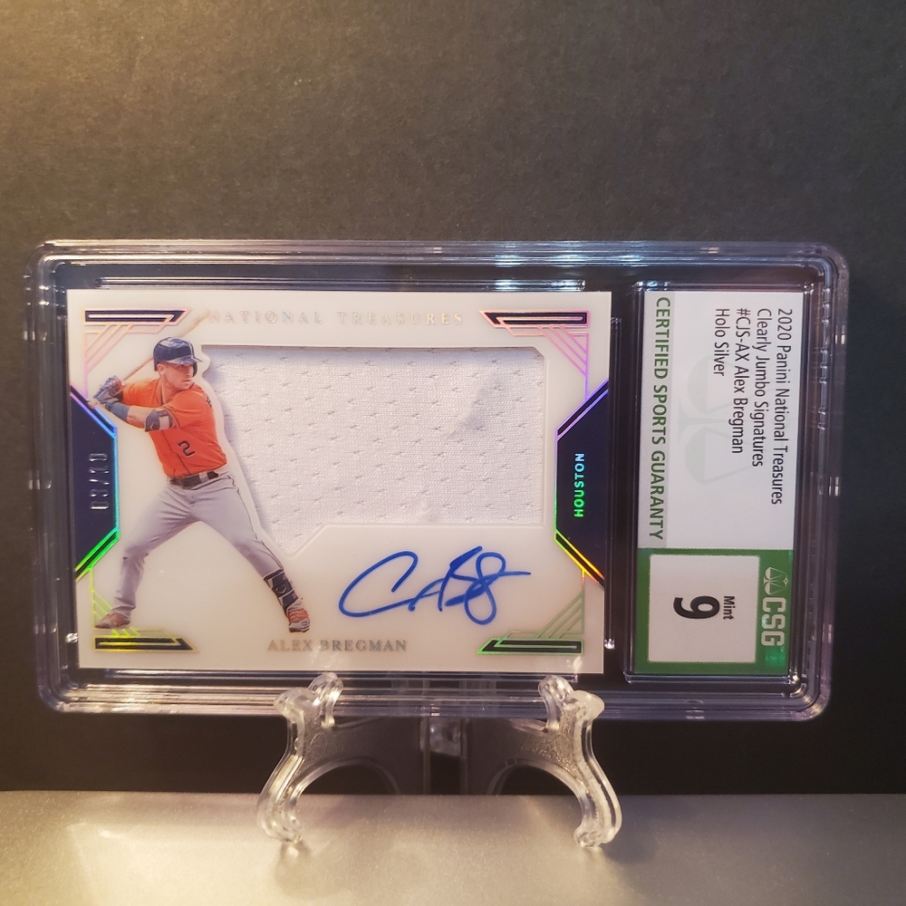 2020 NATIONAL TREASURES ALEX BREGMAN CLEARLY JUMBO SIGNATURES GRADED CSG 9 MINT